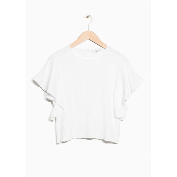 & OTHER STORIES Los Angeles Atelier White Flutter Sleeve Blouse - Picture 2 of 7